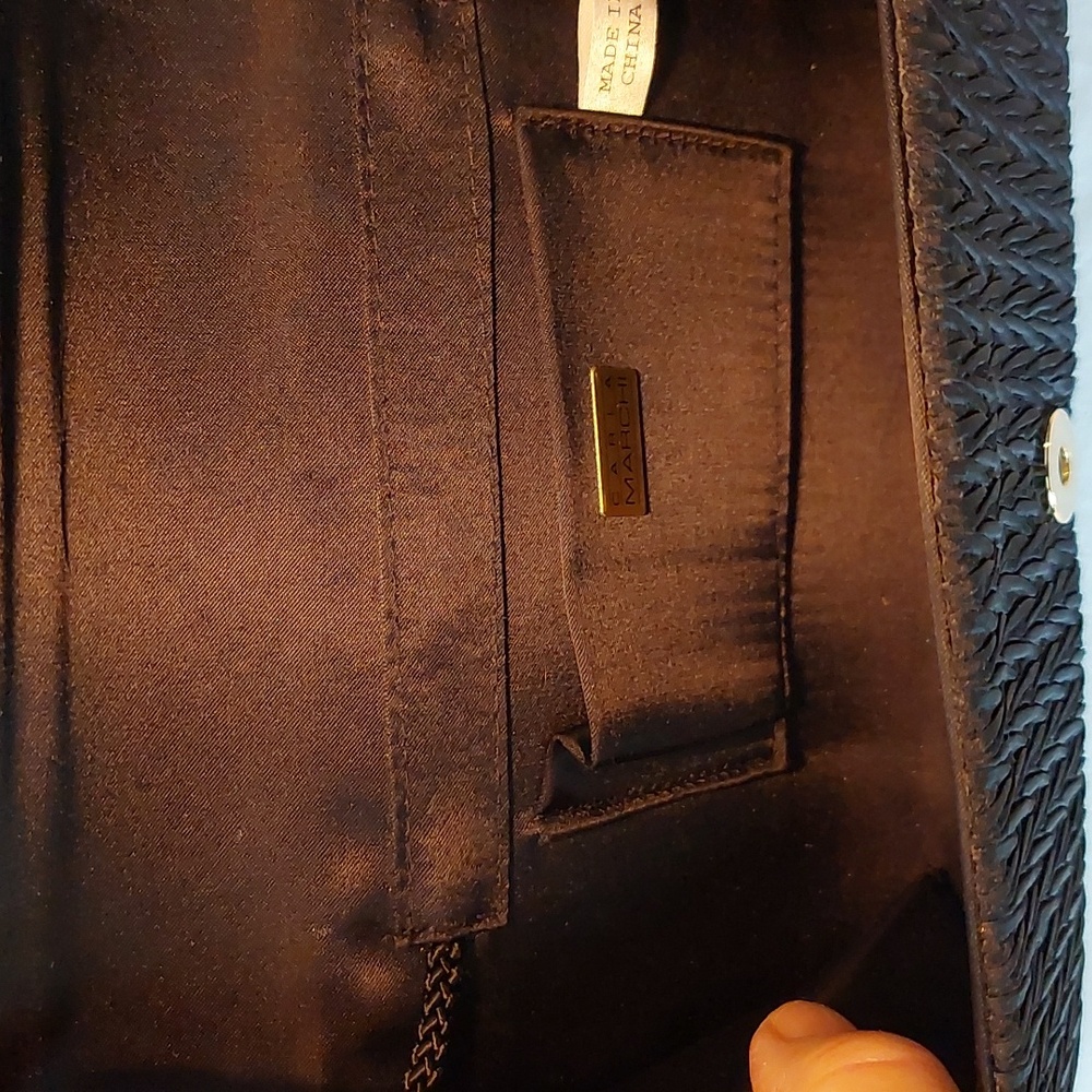 Vintage Carla Marchi Black Evening Clutch Bag with Cord Strap EUC - Picture 10 of 11